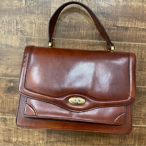 Vintage Brown Leather Accordion Purse